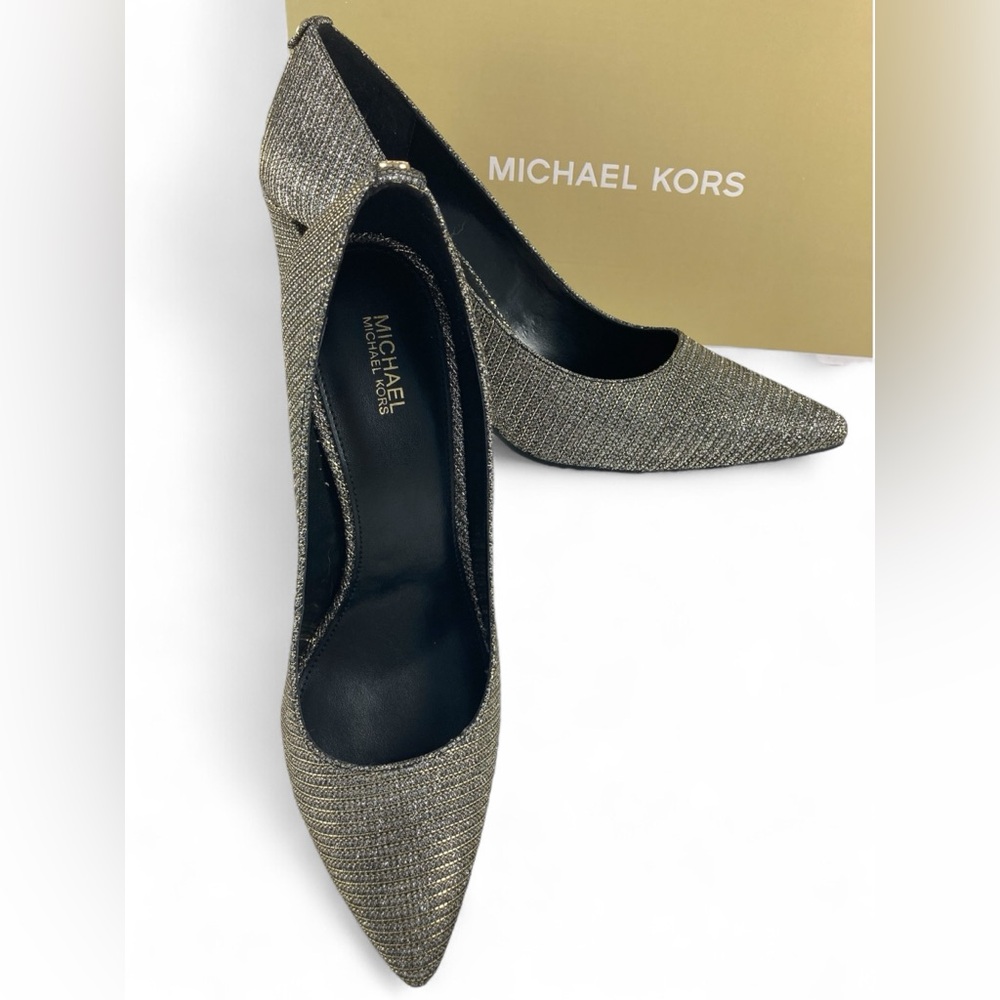 Michael Kors ABBI Flex Pump Glitter Chain Mesh Women’s Heels 8.5M